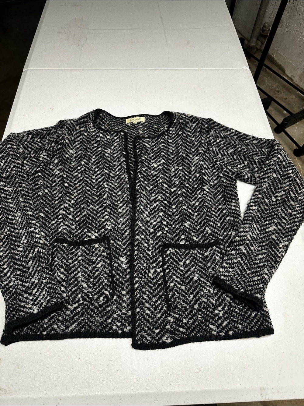 Cocogio Y2K women’s Black & White Herringbone Knit Jacket